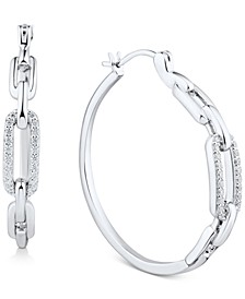 Diamond Link Hoop Earrings (1/6 ct. t.w.) in Sterling Silver or 14k Gold-Plated Sterling Silver