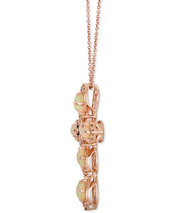 Le Vian - Neopolitan Opal (5/8 ct. t.w.) & Diamond (1/4 ct. t.w.) Cross 18" Pendant Necklace in 14k Rose Gold