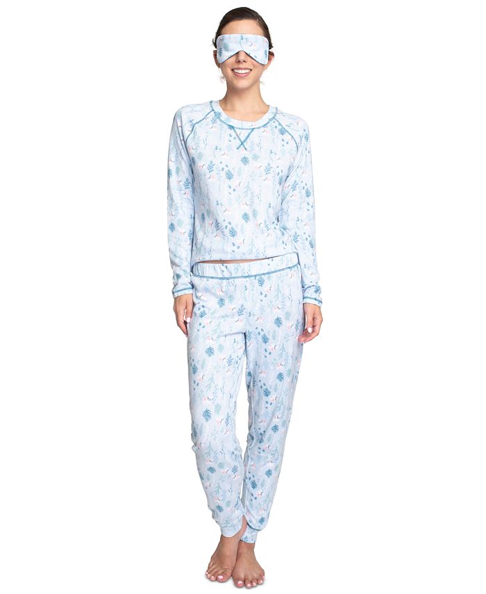 Muk Luks Plus Size Printed Hacci Pajamas & Sleep Mask Set & Reviews