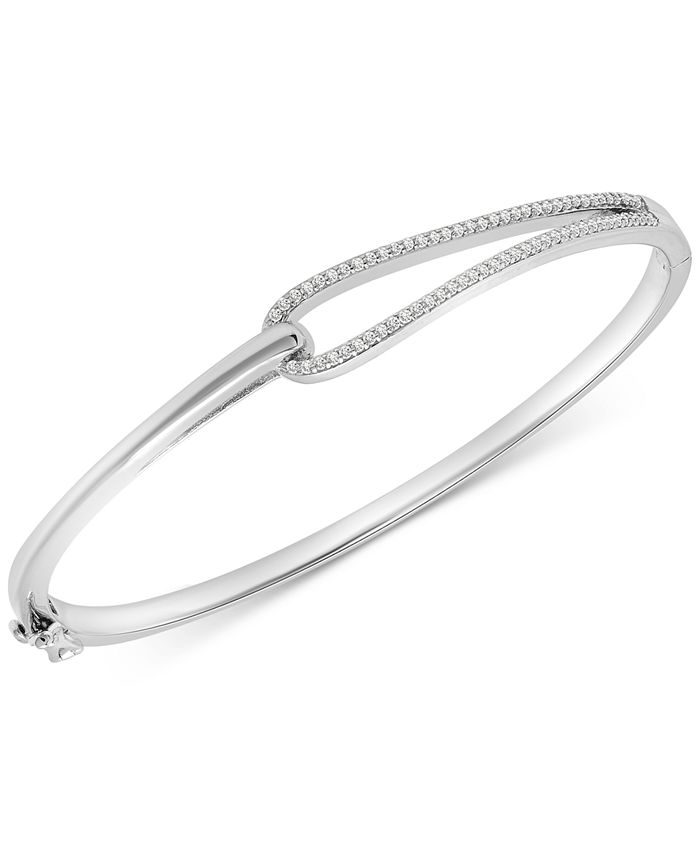 Wrapped Diamond Loop Bangle Bracelet (1/5 ct. t.w.) in Sterling Silver ...