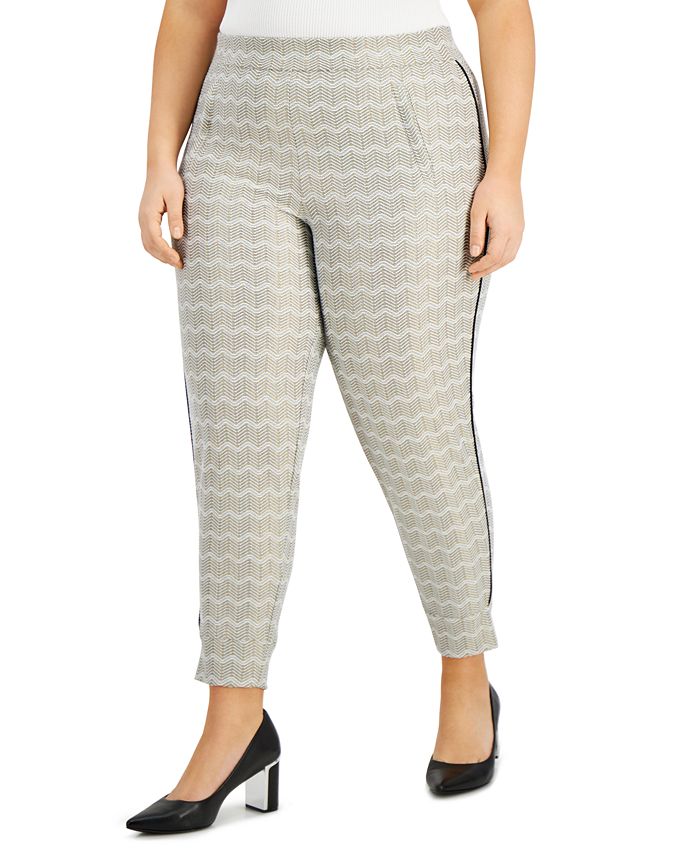 Anne Klein Plus Size Piped-Side Jogger Pants - Macy's