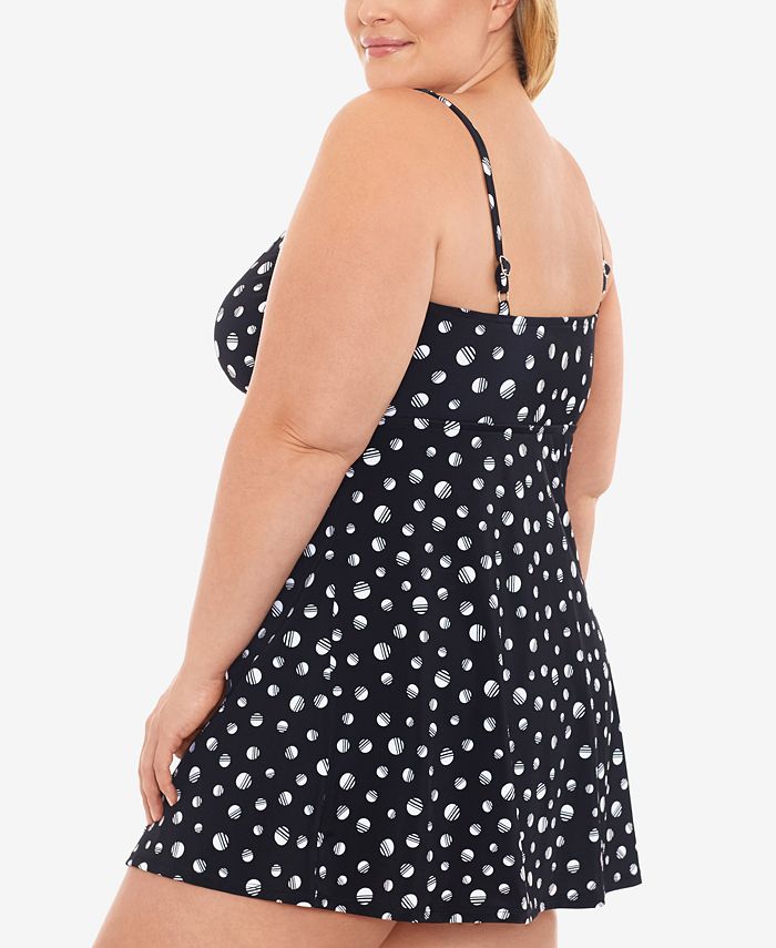 Swim Solutions Plus Size Empire Banded Tummy Control Swimdress Created For Macys Macys 0498