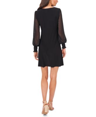 Petite Clip-Dot-Sleeve Sheath Dress