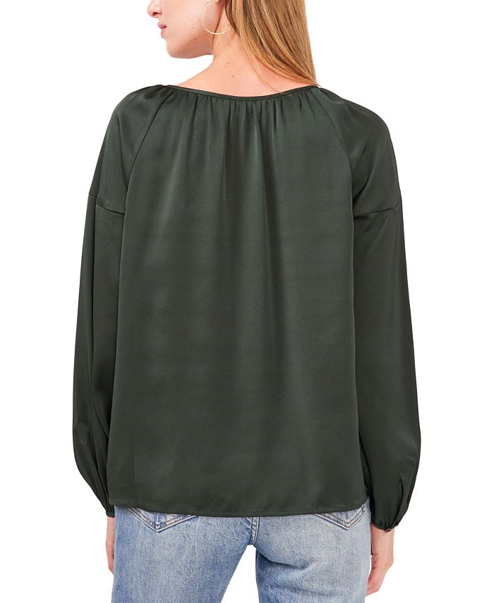 Vince Camuto Satin Keyhole Peasant Top & Reviews - Tops - Women - Macy's
