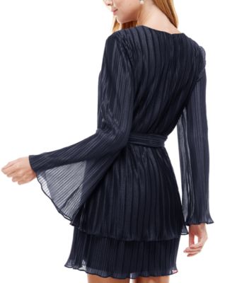 Juniors' Pleated Bell-Sleeve Dress