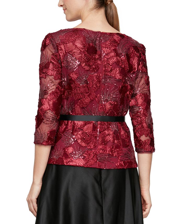 Soutache Embroidered 3/4 Sleeve Blouse