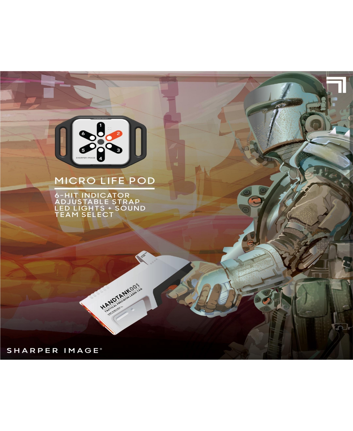 Sharper Image 2-player Laser Tag Handtank Starter Set With Lights And Sound Effects In White