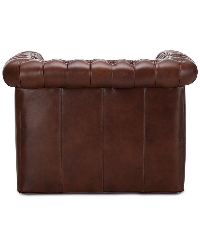 Furniture CLOSEOUT! Calvine 39" Leather Self Centering Swivel Chair, Created for Macy's Macy's