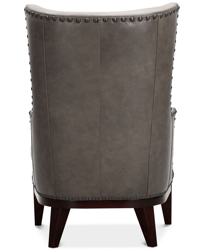 Furniture Genevie 30" Leather Chair and Ottoman, Created for Macy's