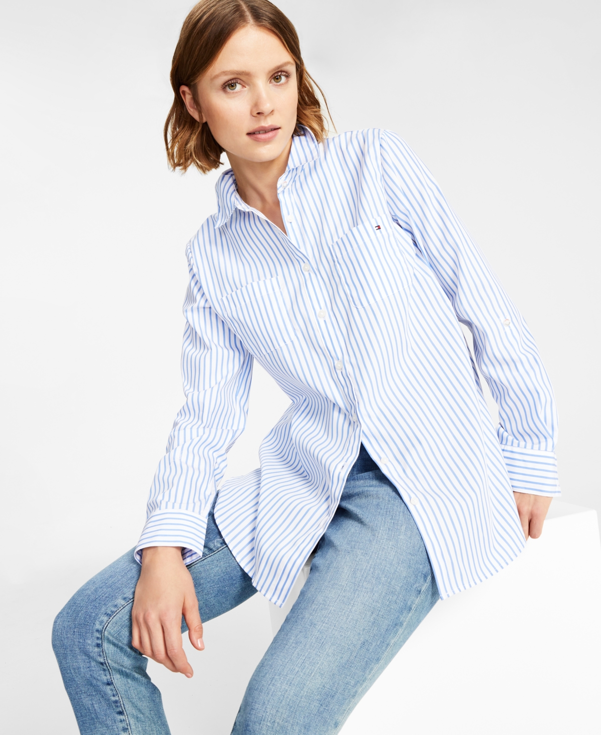 Tommy Hilfiger Cotton Striped Easy-Care Collared Shirt