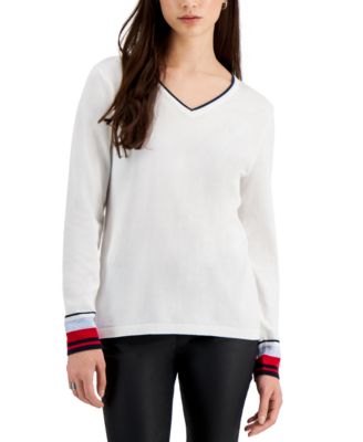 Tommy Hilfiger - Cotton Striped-Cuff Sweater