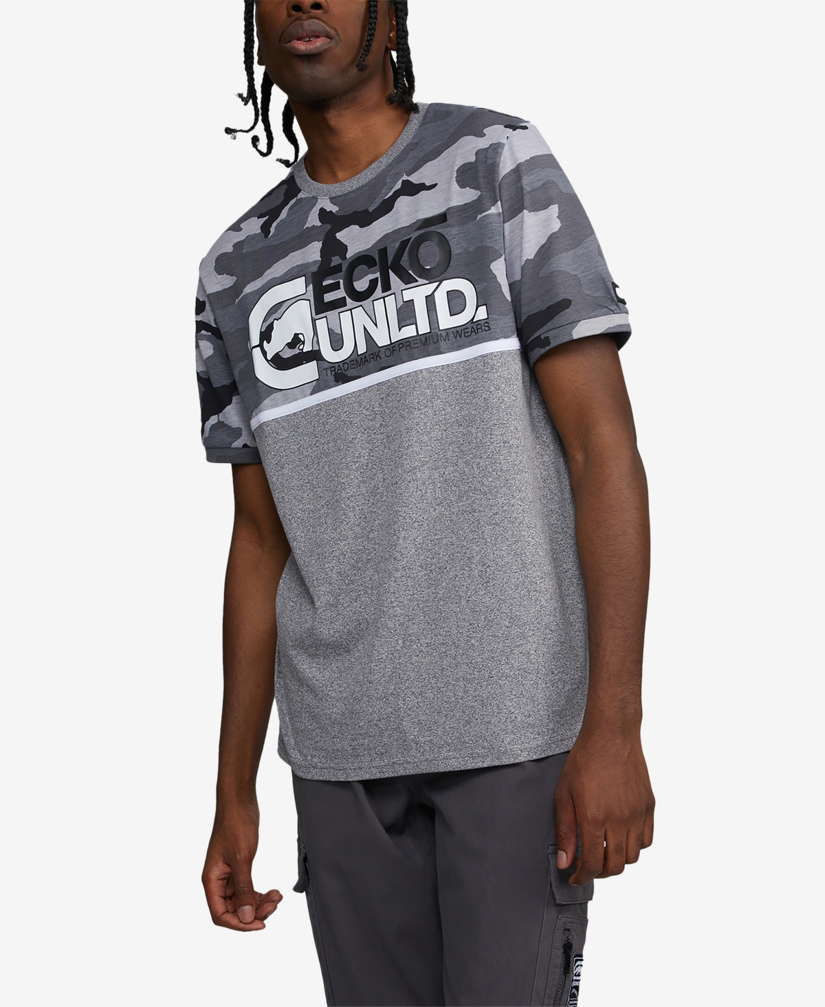Shop Ecko Unltd Men's Big And Tall Short Sleeve Future Rok T-shirt In Gray