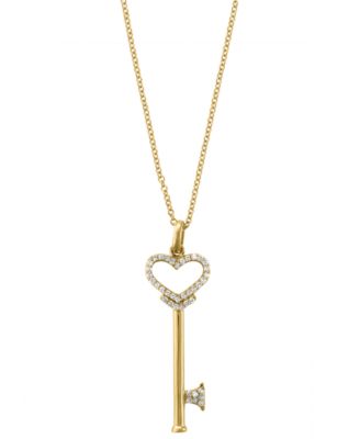 EFFY&reg; Diamond Diamond Heart Key Pendant (1/5 ct. t.w.) in 14k Rose Gold