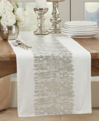 Table Runner with Metallic Banded Design, 108" x 16"