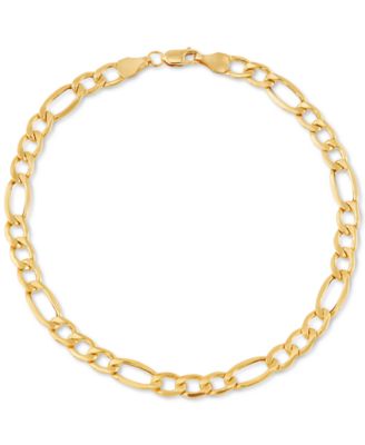 italian gold men's figaro chain bracelet in 10k gold