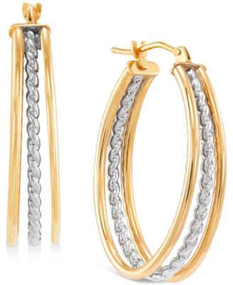 10K Gold Triple Tone Hoop Earrings deals