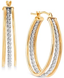 Triple Hoop Earrings in 10k Two-Tone Gold