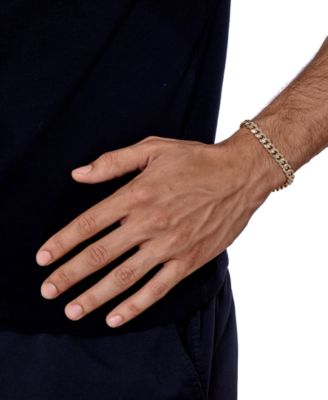 Men's Two-Tone Cuban Link Chain Bracelet in 14k Gold-Plated Sterling Silver and Sterling Silver