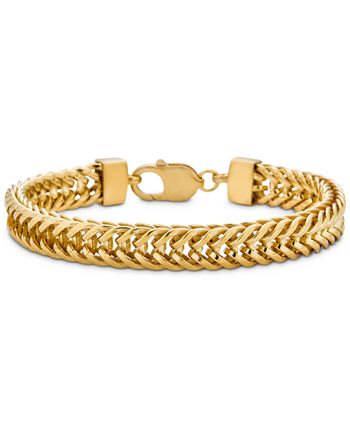 Macy's - Men's Franco Link Chain Bracelet in 14k Gold-Plated Sterling Silver