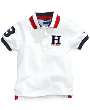 Shop Tommy Hilfiger Big Boys Striped Collar Embroidered Matt Polo In White