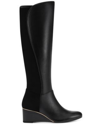 womens tall black wedge boots