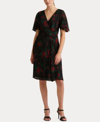 ralph lauren floral flutter sleeve dress