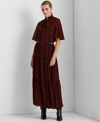 Lauren Ralph Lauren Leaf-Print Georgette Dress & Reviews - Dresses - Women - Macy's