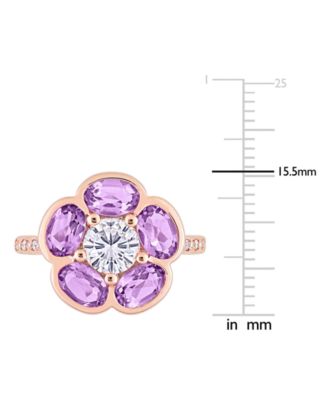 Amethyst (2 ct. t.w.) & White Topaz (1 ct. t.w.) Flower Ring in Rose Gold-Plated Sterling Silver