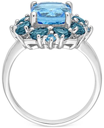 Macy's - Blue Topaz Halo Ring (4-1/10 ct. t.w.) in Sterling Silver