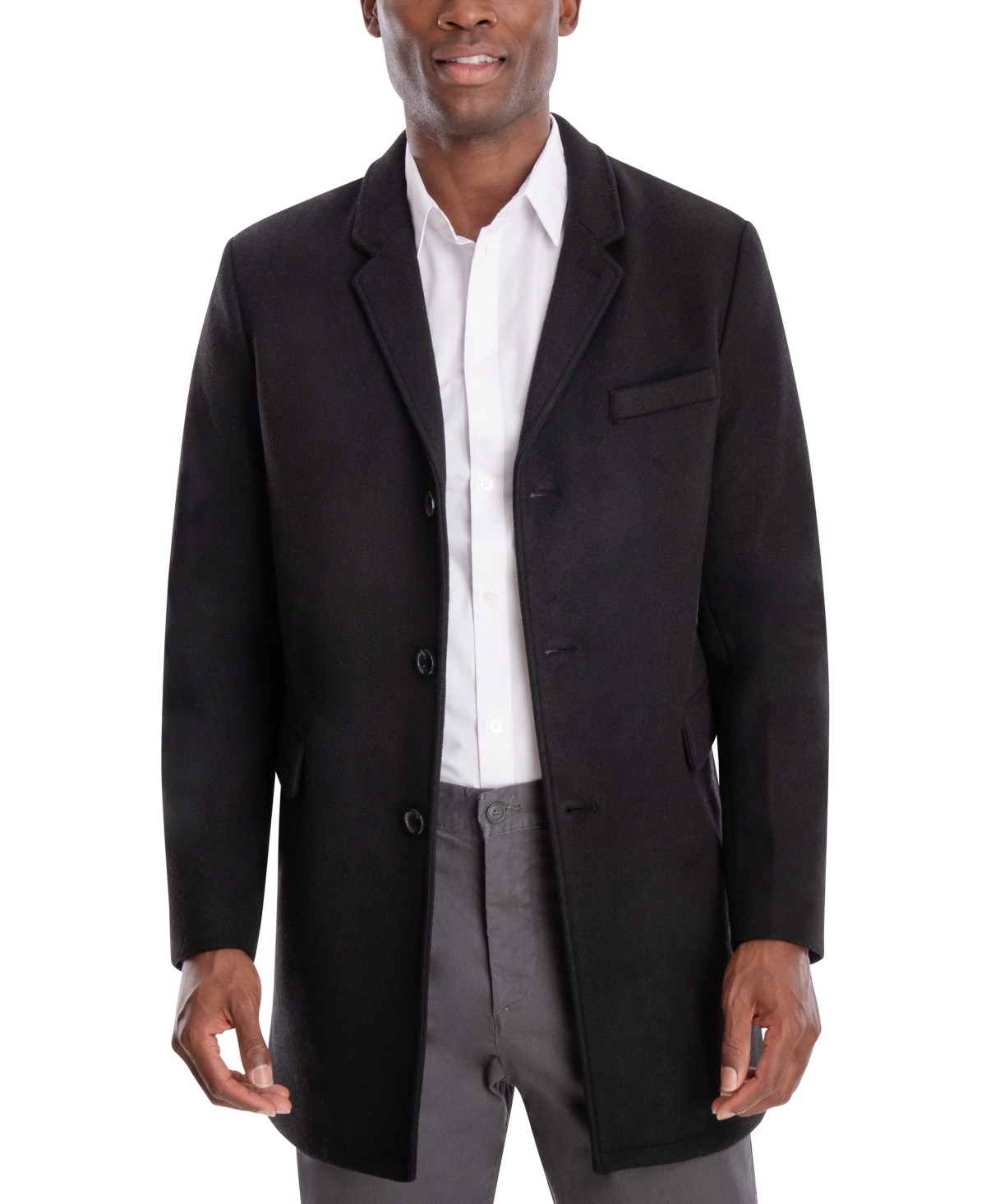 Shop Michael Kors Men's Ghent Slim-fit Overcoat In Black