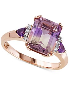 Ametrine (3-1/4 ct. t.w.), Amethyst (1/5 ct. t.w.) & Diamond (1/20 ct. t.w.) Statement Ring in Rose Gold-Plated Sterling Silver