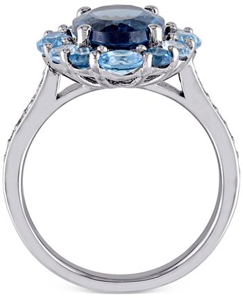 Macy's - Blue Topaz Oval Halo Statement Ring (5-3/8 ct. t.w.) in Sterling Silver