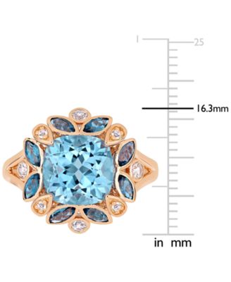 Blue Topaz (4-1/2 ct. t.w.) & White Topaz (1/5 ct. t.w.) Ring in 18k Rose Gold-Plated Sterling Silver