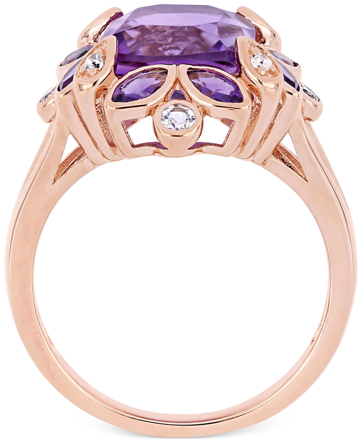 (3 ct. t.w.) & White Topaz (1/5 ct. t.w.) Ring in 18k Rose Gold-Plated Sterling Silver - Amethyst