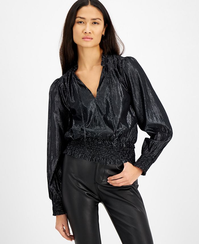 INC International Concepts Metallic Peasant Top, Created for Macy's ...