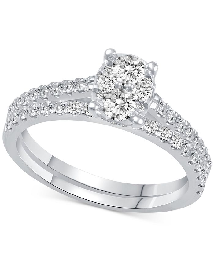 Macy s Diamond Oval Cluster Bridal Set 3 4 ct. t.w. in 14k White
