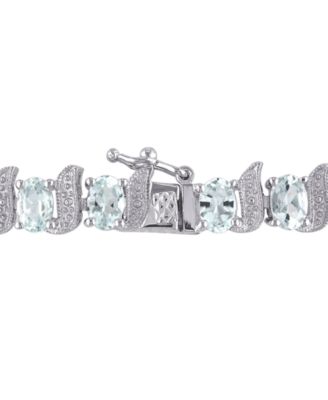 Aquamarine (9-5/8 ct. t.w.) & Diamond Accent S Link Bracelet in Sterling Silver