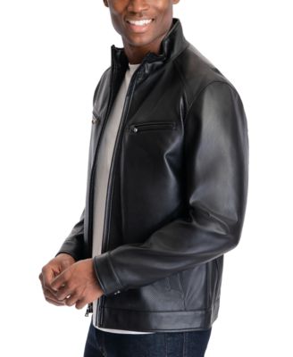 Men's Perforated Faux Leather Moto Jacket