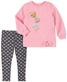 Baby Girls 2-Pc. Tie-Front Sweatshirt & Printed Leggings Set