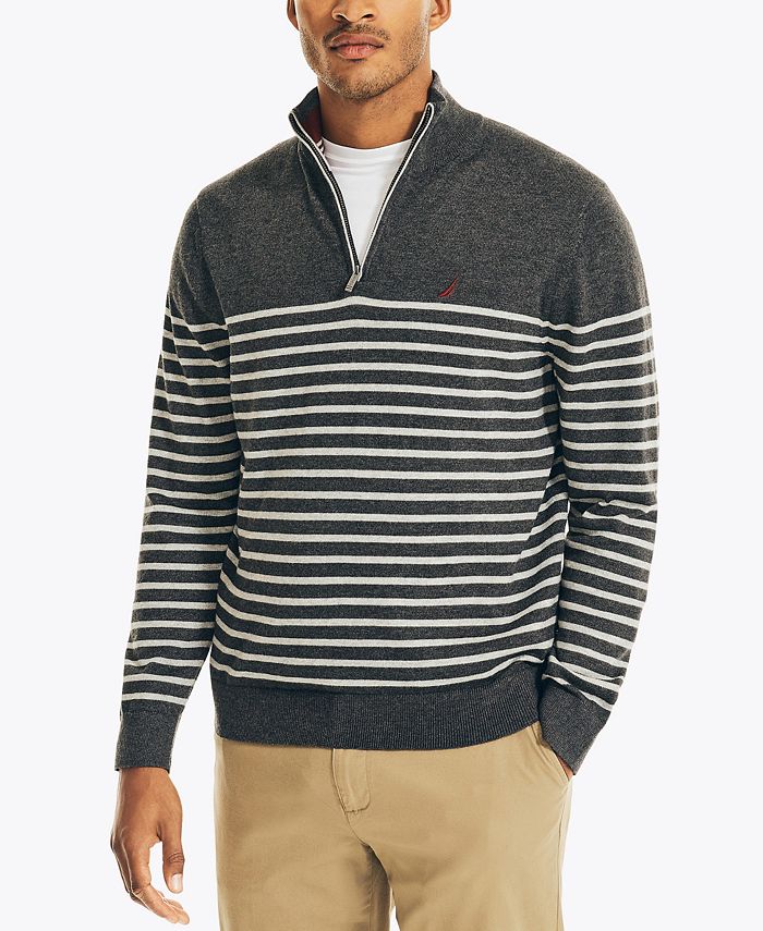 Nautica Men's Navtech Classic-Fit Stretch Stripe 1/4-Zip Sweater - Macy's