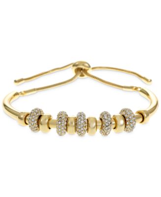 Photo 1 of Alfani Gold-Tone Pavé Bead Slider Bracelet, Created for Macy's