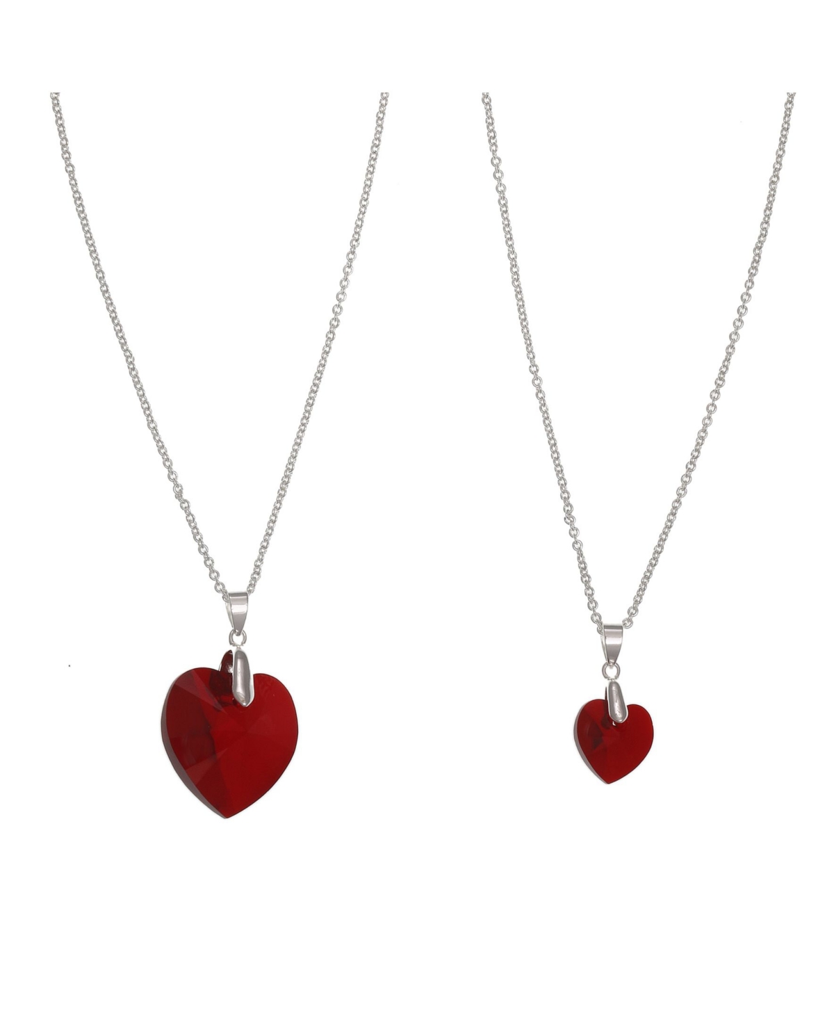 Fao Schwarz Women's Cubic Zirconia Stone Heart Pendant Necklace Set, 2 Piece
