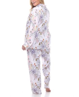 Plus Size Long Sleeve Floral Pajama Set, 2-Piece