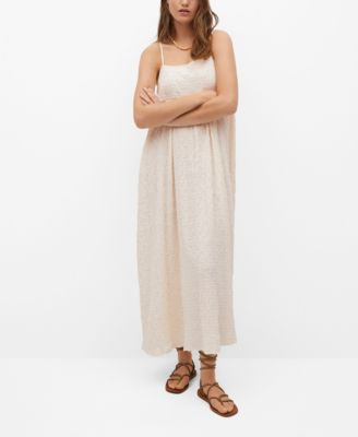 mango textured cotton blend dress MANGO Textured Cotton-Blend Dress