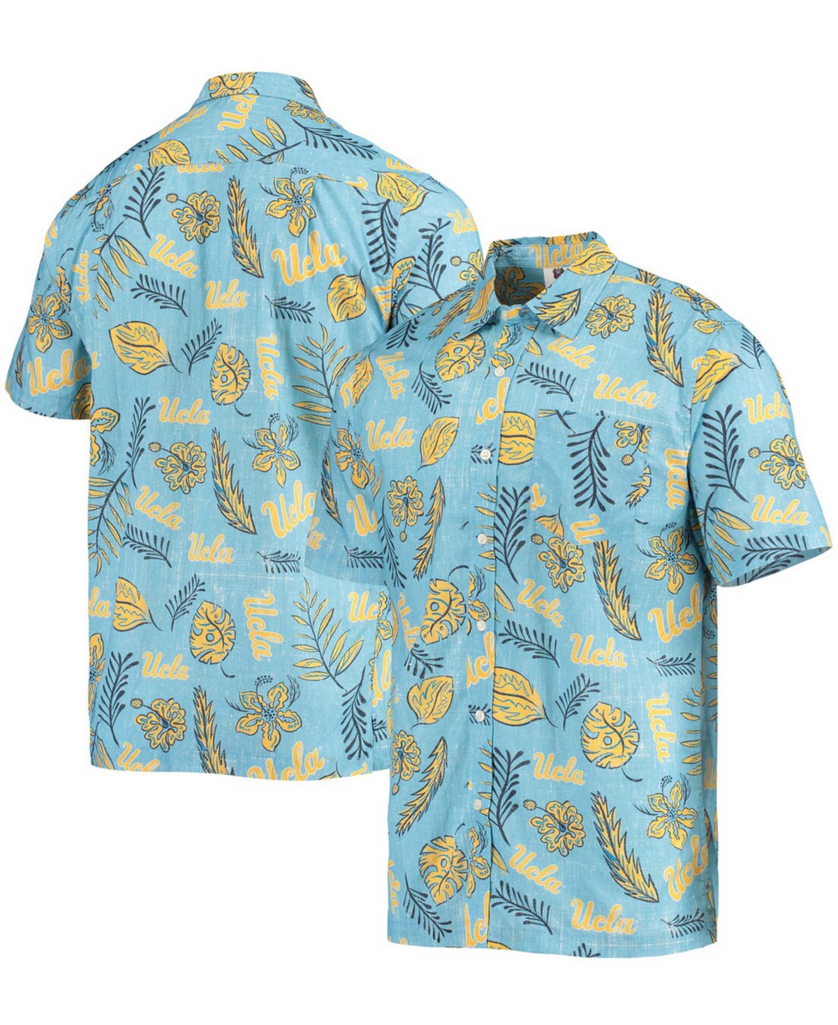 Men's Light Blue Ucla Bruins Vintage-Like Floral Button-Up Shirt - Light Blue