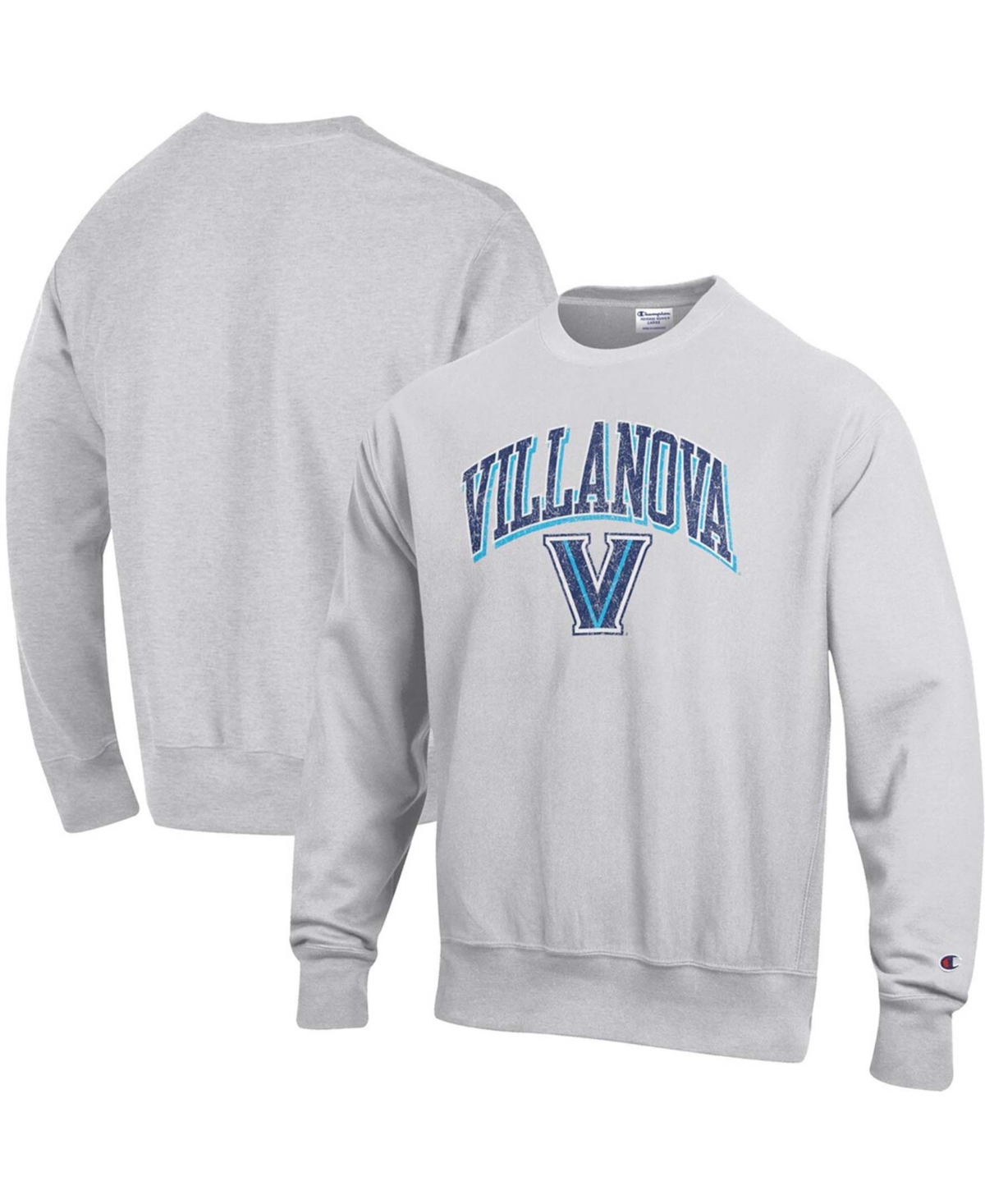 Shop Champion Men's Gray Villanova Wildcats Arch Over Logo Reverse Weave Pullover Sweatshirt
