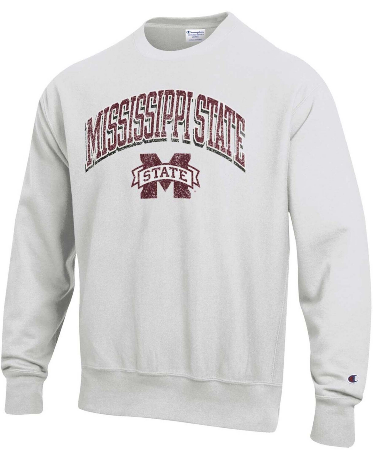 Shop Champion Men's Gray Mississippi State Bulldogs Arch Over Logo Reverse Weave Pullover Sweatshirt