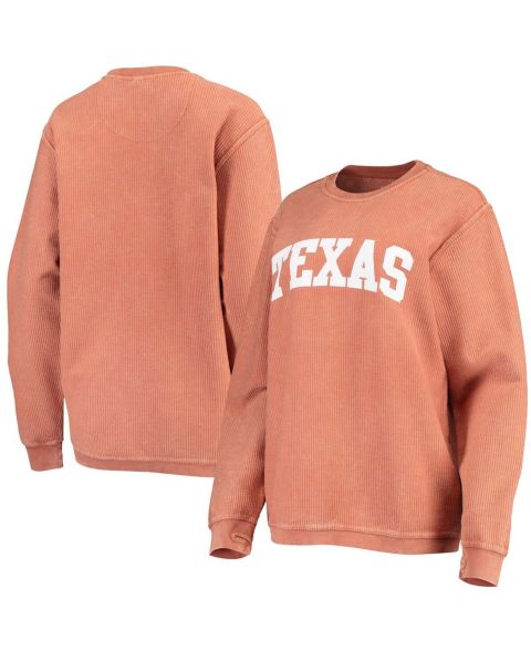 Женская толстовка Pressbox Texas Orange Texas Longhorns Comfy Cord Vintage-Like Wash Basic Arch Pullover
