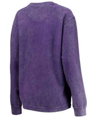 Women's Purple LSU Tigers Comfy Cord Vintage-Like Wash Basic Arch Pullover Sweatshirt