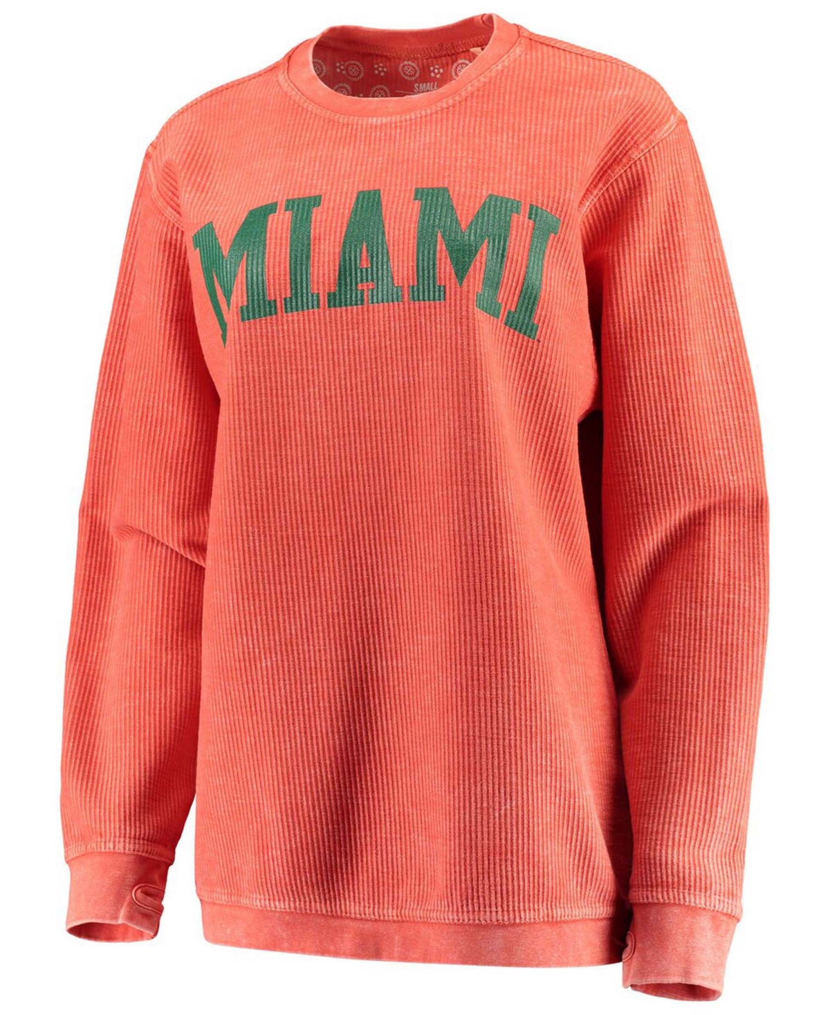 Women'sMiami Hurricanes Comfy Cord Vintage-Like Wash Basic Arch Pullover Sweatshirt - Orange